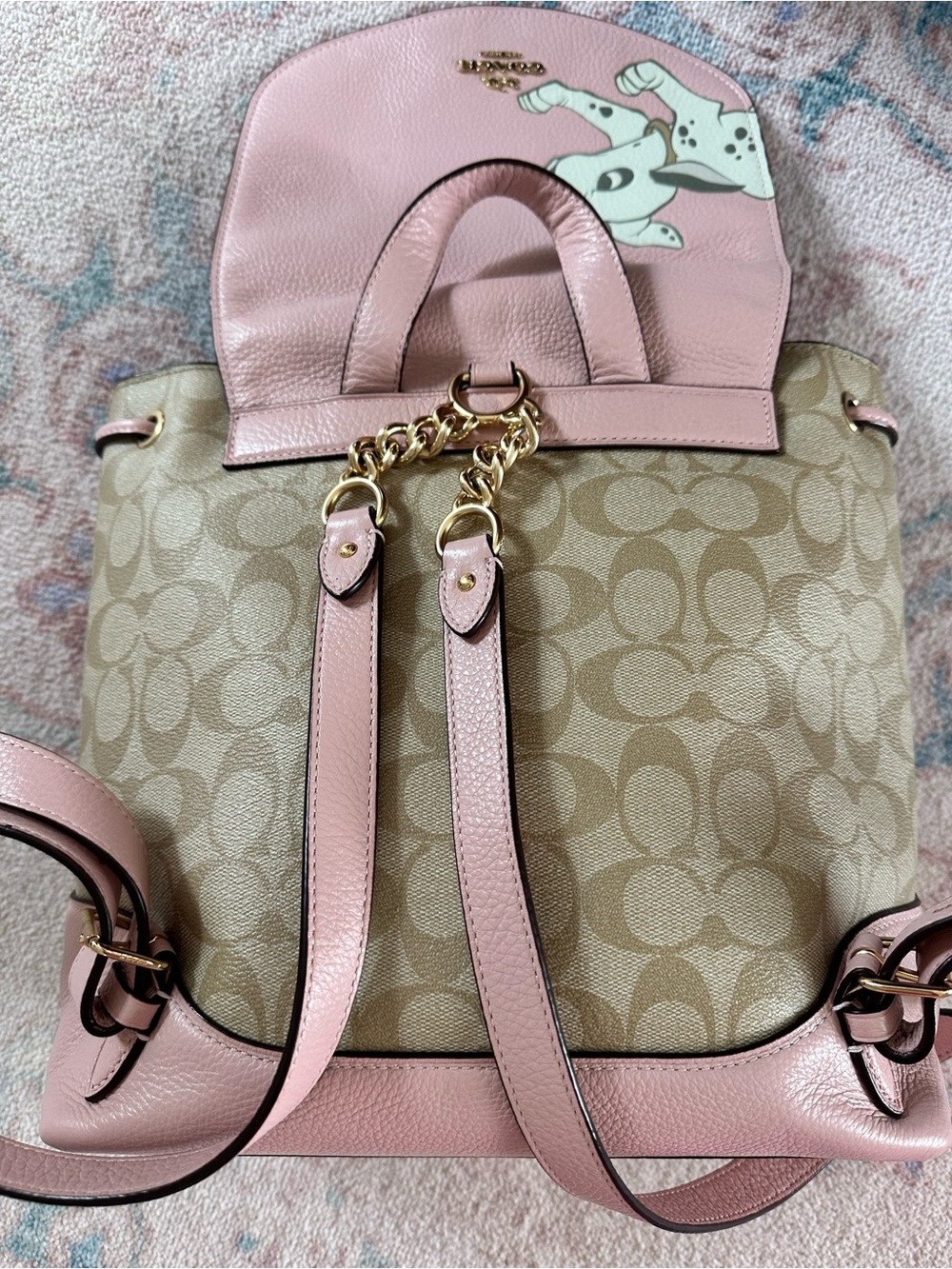 Disney x Coach 101 Dalmatians Elle Backpack Pink Signature Canvas Rare - Picture 7 of 9